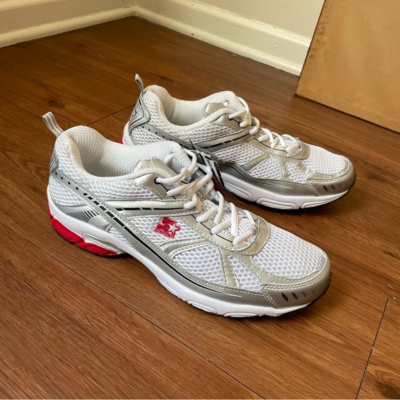 Starter Athletic Mens Size 10 Sneakers Mesh On Tongue Of Shoe Silver White - Picture 1 of 15